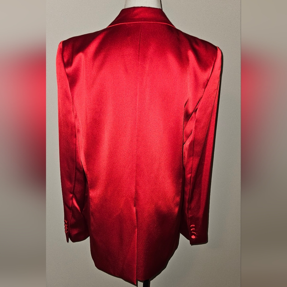 GORGEOUS! Antonio‎ Melani Satin Bemadette One Button Jacket: Scarlet: Size- 8 - Picture 5 of 13